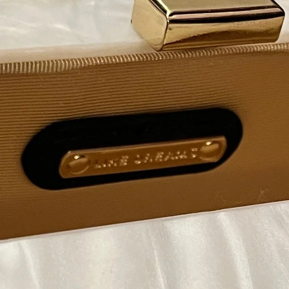 Gold and White Striped Clutch w/Gold Crossbody Chain Strap from Like Dreams - Picture 14 of 16